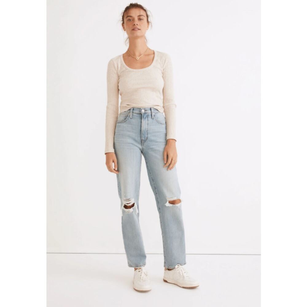 Madewell The Perfect Vintage Straight Jean Size 23 Light Wash Distressed